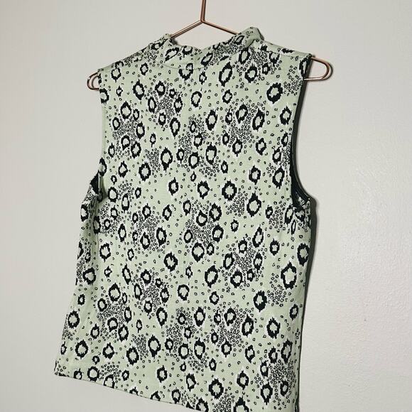 St. John Light Green Snake Pattern Geometric Shape Mock Neck Top Size Medium - Picture 3 of 9